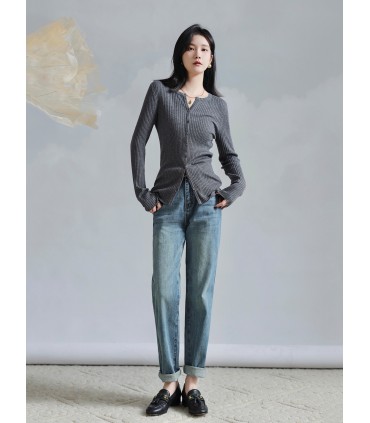 Silk Cashmere Spring Cardigan Lazy V-neck Cardigan