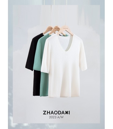 Gebreid fashion all-match-shirt met korte mouwen