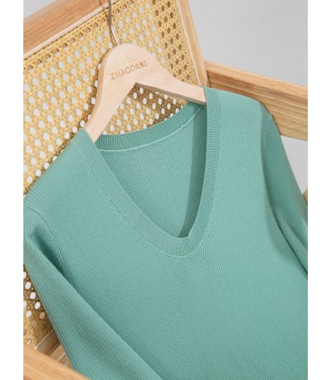 Gebreid fashion all-match-shirt met korte mouwen