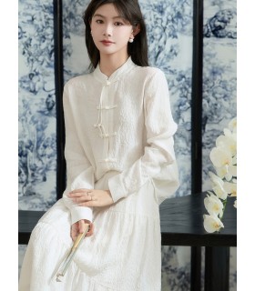 Chemise col revers retroussé à plis 