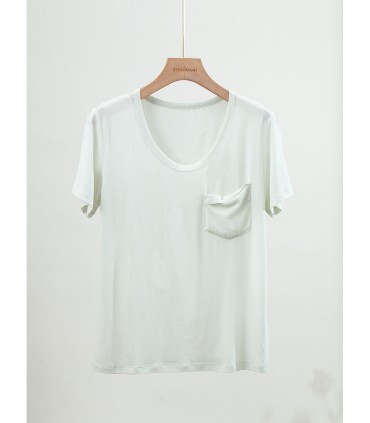 Lino Bolsillo Punto Manga Corta