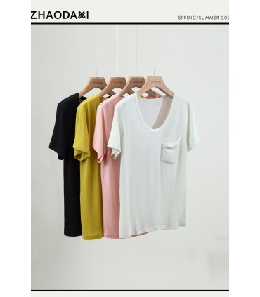 Poche en lin tricotée à manches courtes