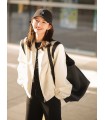 Panda-Jacke, Schwarz-Weiß-Kontrastfarben-Design, Baseballuniform
