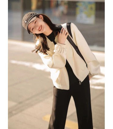 Jaket Panda Hitam dan Putih Warna Kontras Reka Bentuk Besbol Uniform