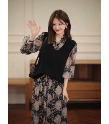 Áo vest khí chất thoải mái Áo không tay cổ chữ V mùa thu mới 