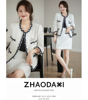 Lyxig tweedjacka A-line kjol liten doftkostym 