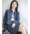 BF Denim Suit Lapel Jacket High Waist Kjol