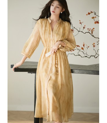 Blossom City Vestido de camisa reta com decote redondo 