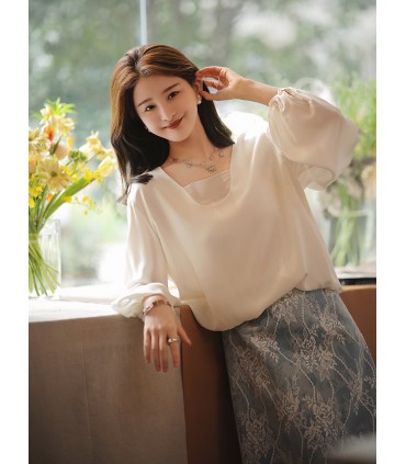 Kaos Sutra Daydream Top Longgar Gaya Minimalis 