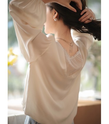 Daydream zijden top losvallend T-shirt in minimalistische stijl 