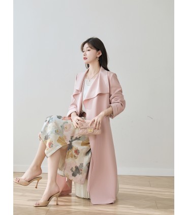 Oil painting skirt single-breasted slit A-line skirt 