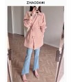 Lace-up lapel windbreaker coat 