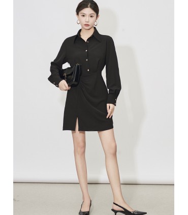 브라우니 스커트 신색 패션 블랙 셔츠 원피스 