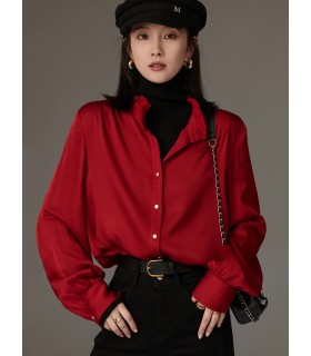 시칠리안 셔츠 루즈한 스탠드 칼라 셔츠