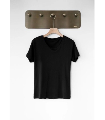 T-shirt i siden med rund hals, kortärmad t-shirt 