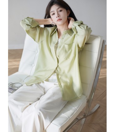 실크 티셔츠 라운드넥 반팔 티셔츠 