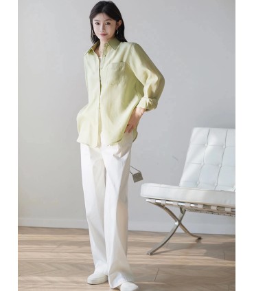 Kemeja-T sutera T-shirt lengan pendek leher bulat
