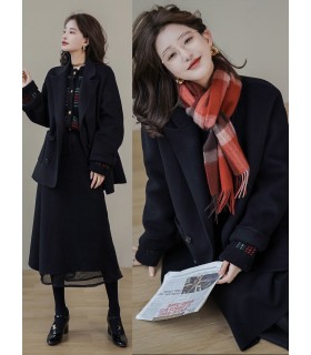 쇼트 슈트 코트 루즈 라펠 울 코트 