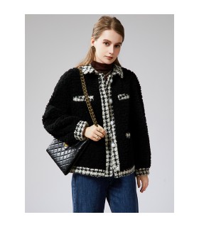 Får shearling kort koreansk stil jacka