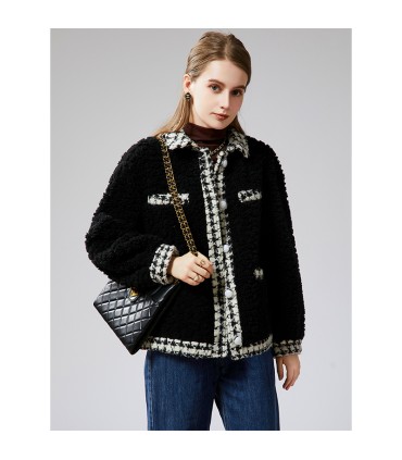 Veste courte style coréen en peau de mouton 