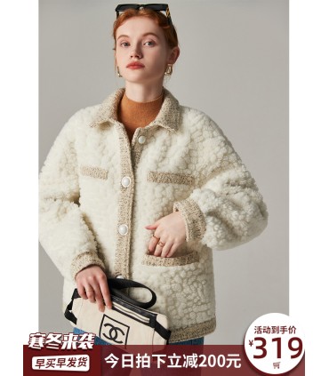 Fåre shearling kort koreansk stil jakke