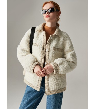 Sheep shearling short Korean style jacket