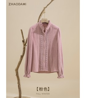 Hollow Shirt Dame Textured Casual Top 