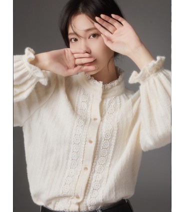 Top casual testurizzato da donna con camicia cava 