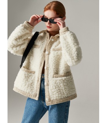 Sheep shearling short Korean style jacket