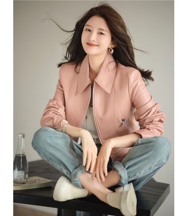 Jaket kulit kasual kulit Racing Goddess 