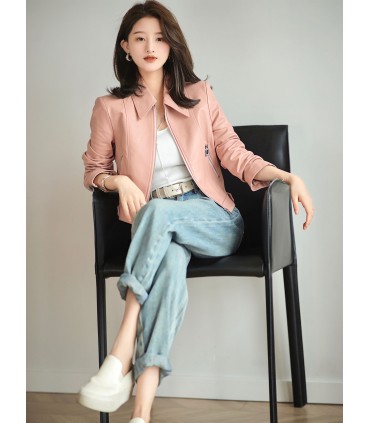 Jaket kulit kasual kulit Racing Goddess 