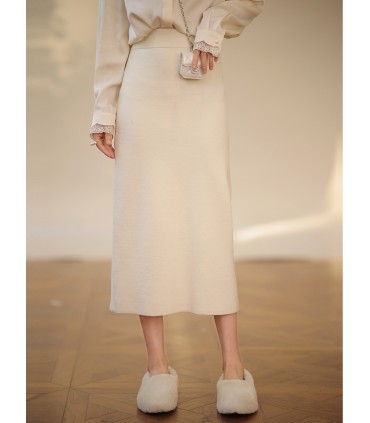 Skirt truffle putih Fesyen skirt lurus minimalis 