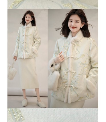 Skirt truffle putih Fesyen skirt lurus minimalis 