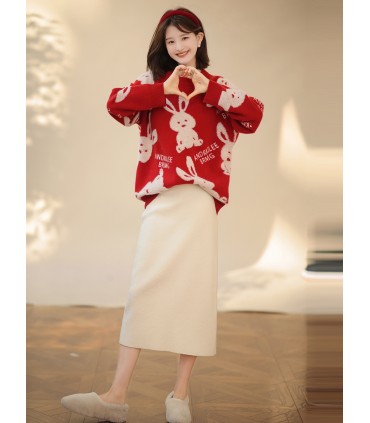 Skirt truffle putih Fesyen skirt lurus minimalis 