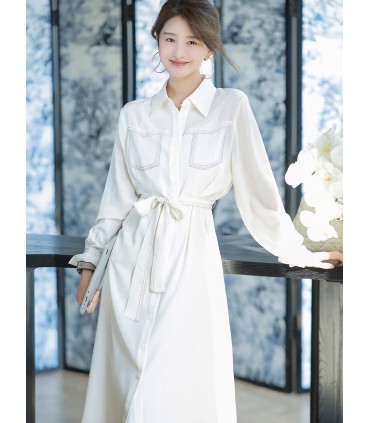 Jupe en soie de Santorin Robe chemise droite légèrement cuite