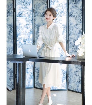 Santorini Silk Skirt Light Cooked Straight Shirt Dress