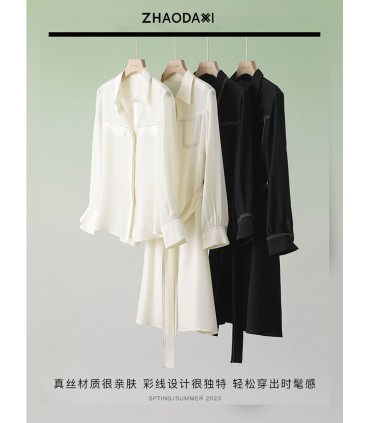 Santorini Silk Skirt Light Cooked Straight Shirt Dress