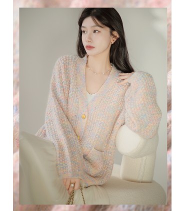 Symphony small velvet cardigan lazy style wool cardigan