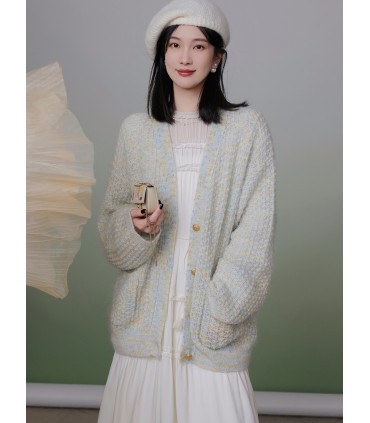 Symphony small velvet cardigan lazy style wool cardigan