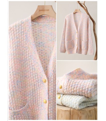 Symphony small velvet cardigan lazy style wool cardigan