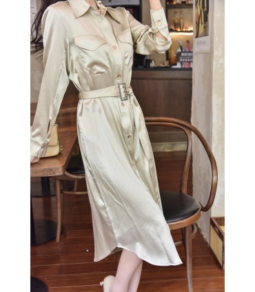 Zarif Parlak Gömlek Elbise 