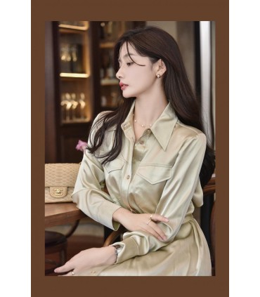 Zarif Parlak Gömlek Elbise 