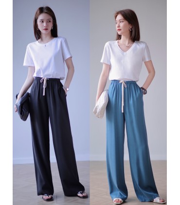 Slippery pants fashion straight casual pants 