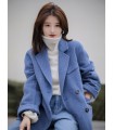 Silk Wool Suit Retro Straight Blazer