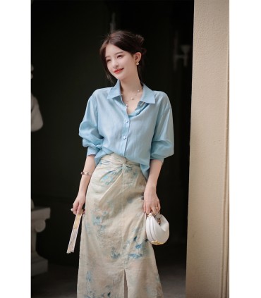 In váy gấp nếp không đều Váy tencel 