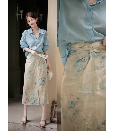 In váy gấp nếp không đều Váy tencel 