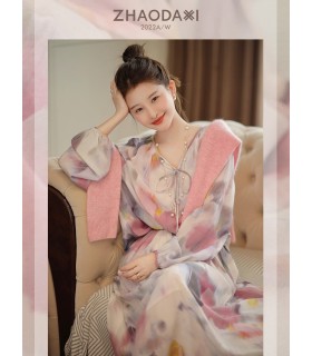 Dakwat Danqing siri atas angin lembut berlipat skirt A-line