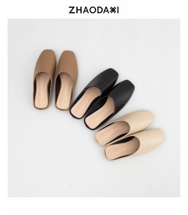 Fashionable Korean low-heeled rubber-soled all-match half-slippers