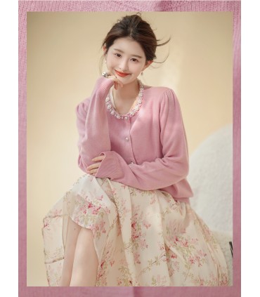 Süße handbestickte Strickjacke für Mädchen, High-End-Strickjacke 