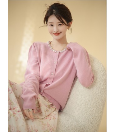 Sweet girl hand-beaded cardigan high-end cardigan 